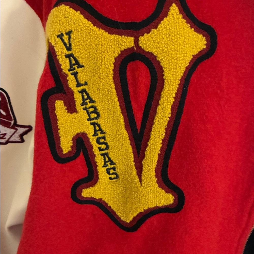 VALABASAS Red and White V Tigers Varsity Jacket with Patches XL NWOT - Picture 2 of 13